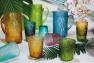 Набор из 6-ти стеклянных стаканов сизого цвета с узором в виде лепестков Montego Maison  - фото