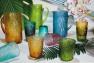 Набор голубых стеклянных стаканов с рельефным узором их лепестков, 6 шт. Montego Maison  - фото