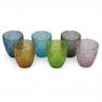 Разноцветные стеклянные стаканы с рельефным декором, набор 6 шт. Corinto Maison  - фото