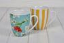 Набор чайных чашек 2 шт. рисунок с вишнями и желтыми полосами April Maison  - фото