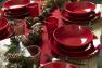 Яркий столовый сервиз из керамики красного цвета для праздничной сервировки Total Red VdE  - фото