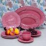 Розовая тарелка из толстой керамики с рельефным декором "Артишок и птица" Bordallo  - фото