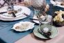 Серо-зеленая чайная чашка с блюдцем с рельефным декором "Артишок и птица" Bordallo  - фото