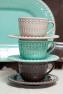 Чашка с блюдцем из керамики кофейного цвета с рельефным узором "Фантазия" Bordallo  - фото