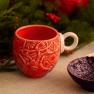 Оранжевая керамическая чашка с изображением оленя "Новогоднее чудо" Bordallo  - фото