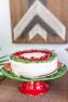 Зеленая керамическая тортовница на красной ножке "Новогоднее чудо" Bordallo  - фото