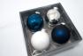 Праздничный комплект новогодних ёлочных шаров синего и белого цвета, 4 шт. EDG  - фото