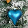 Набор из 4-х стеклянных ёлочных игрушек в виде сердец бежевого и голубого цветов EDG  - фото