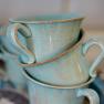 Кофейная чашка с блюдцем из голубой керамики Impressions Costa Nova  - фото