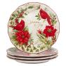 Новогодний керамический сервиз с рисунком пуансетии и птицы кардинал "Зимний сад" Certified International  - фото