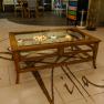 Журнальный столик из массива благородной древесины со вставками из стекла AM Classic  - фото