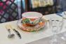 Комплект тарелок из расписного фарфора с красными цветами «Цыганка» Livellara  - фото