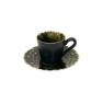 Кофейная чашка с блюдцем из керамики черного и темно-зеленого цвета Riviera Costa Nova  - фото