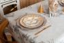 Скатерть из светлого водоотталкивающего гобелена с люрексом "Серебряная пуансеттия" Villa Grazia Premium  - фото