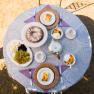 Квадратная скатерть из натурального хлопка с тефлоновым покрытием и цветочным орнаментом Porcelaine L'Ensoleillade  - фото
