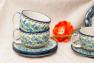 Чашка с блюдцем с синим цветочным узором "Вербена" Керамика Артистична  - фото