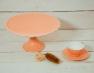 Оранжевая керамическая тортовница на ножке "Зефир" Palais Royal  - фото