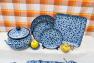 Набор из 6-ти обеденных тарелок синего цвета "Стрекоза" Керамика Артистична  - фото