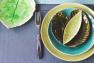 Десертная темно-зеленая тарелка "Лист манжетки" Costa Nova  - фото