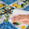 Круглая скатерть хлопковая с тефлоном "Орнамент с лимонами" Villa Grazia Premium  - фото