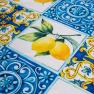 Круглая скатерть хлопковая с тефлоном "Орнамент с лимонами" Villa Grazia Premium  - фото