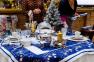 Синяя скатерть из коллекции новогоднего гобелена "Северное сияние" Emilia Arredamento  - фото