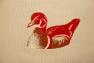 Бежевая гобеленовая скатерть с красной каймой и изображением птиц "Уточки" Emilia Arredamento  - фото
