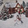 Гобеленовая водоотталкивающая скатерть с люрексом для зимней сервировки "Снежные забавы" Villa Grazia Premium  - фото
