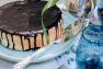 Бирюзовая керамическая тортовница на невысокой ножке Nova Costa Nova  - фото