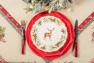 Обеденная красная тарелка с новогодним рельефным узором "Зима" Bordallo  - фото