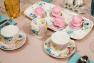 Комплект фарфоровых чашек и блюдец с цветочным рисунком разного оттенка Paradise, 2 шт. Brandani  - фото