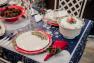 Блюдо красное с волнистым краем "Рождественская гирлянда" Bordallo  - фото