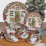 Новогодние суповые тарелки с изображением снеговиков "Рождественский домик" набор 4 шт. Certified International  - фото