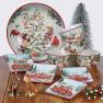 Набор квадратных десертных тарелок с новогодними рисунками 4 шт. "Рождественский подарок" Certified International  - фото