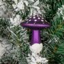 Набор ёлочных игрушек в виде фиолетовых грибочков EDG 8 шт.  - фото