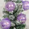 Ёлочные шары пурпурного цвета с выпуклым декором EDG 6 шт.  - фото