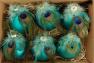 Набор из 6-ти бирюзовых шаров с пёрышками EDG  - фото