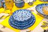 Тарелка десертная с узором из синих цветов "Стрекоза" Керамика Артистична  - фото