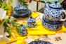 Сахарница с ярким орнаментом из синих цветов "Стрекоза" Керамика Артистична  - фото