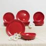Набор обеденных тарелок из красной керамики Ritmo 6 шт. Comtesse Milano  - фото