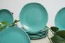 Набор столовых тарелок из бирюзовой керамики Ritmo 6 шт. Comtesse Milano  - фото