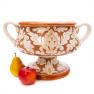 Широкая ваза с двумя ручками из эксклюзивной резной керамики Scalfito L´Antica Deruta  - фото