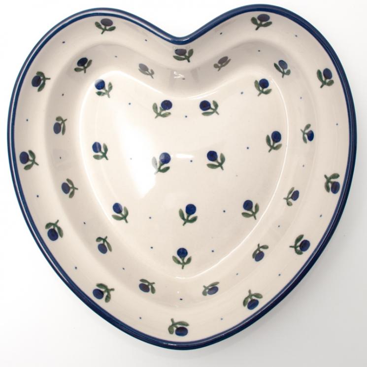 Піала-серце з малюнком із синіх ягід "Лохина" Кераміка Артистична - фото