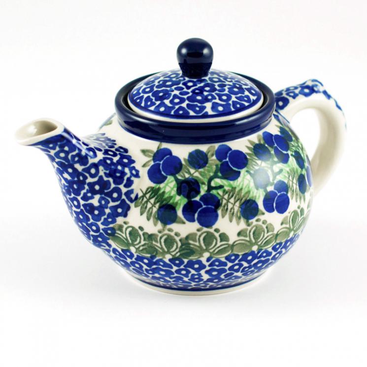 Чайний заварник із темно-синім візерунком "Ягідна галявина" Кераміка Артистична - фото