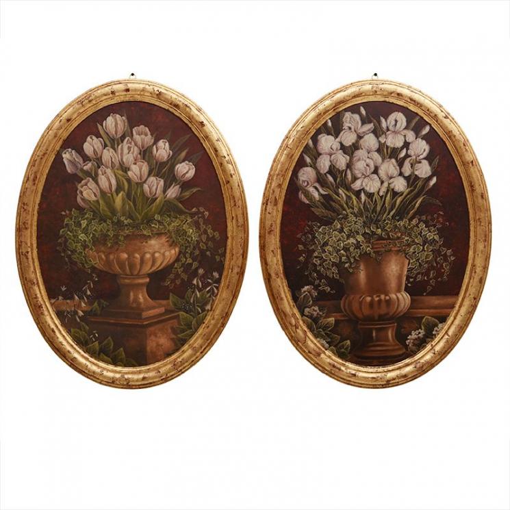Набір з 2-х картин із зображенням ірисів "Квіти та кубок" Decor Toscana - фото