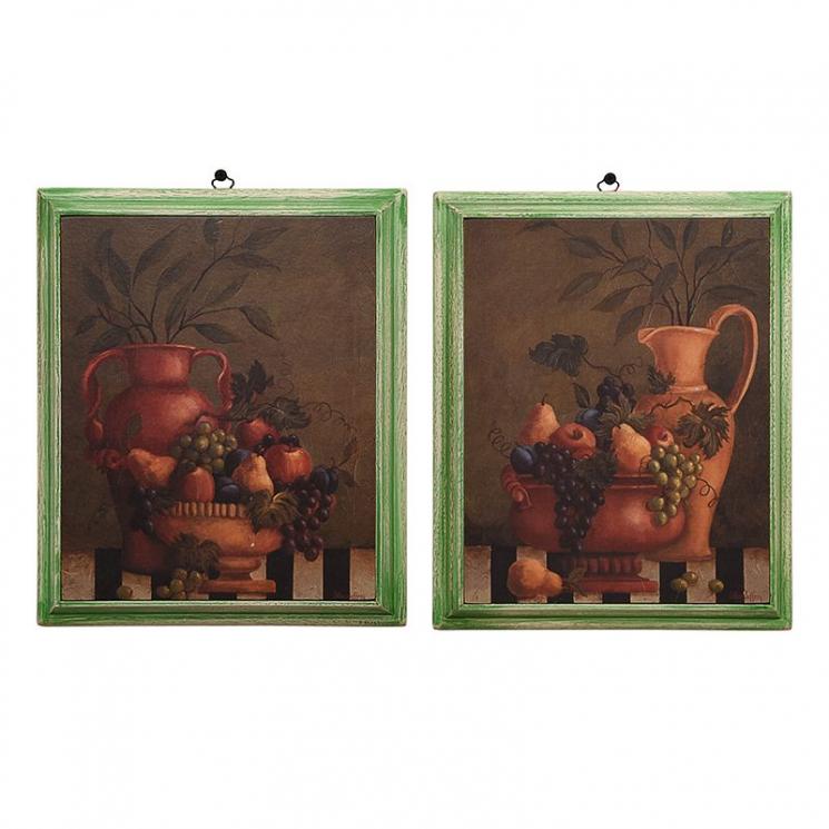 Набір із 2-х картин у зеленому обрамленні "Натюрморт" Decor Toscana - фото