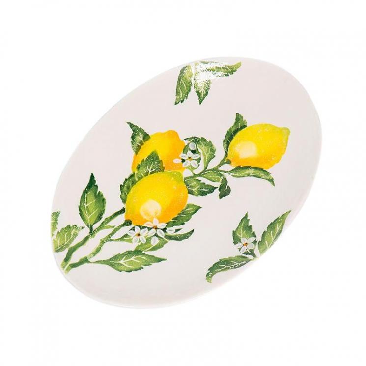 Овальне блюдо із міцної кераміки з барвистим дизайном "Сонячний лимон" Villa Grazia - фото