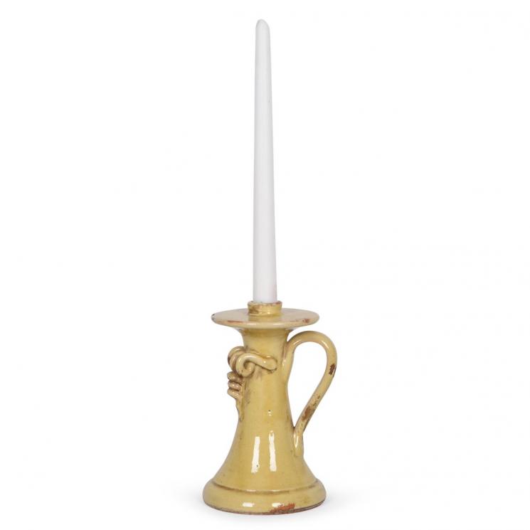 Керамічний свічник жовтого кольору на одну свічку C.Leona - фото