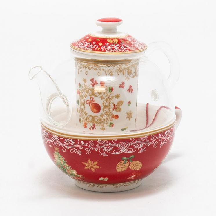 Порцеляновий чайний набір-«егоїст» у новорічному стилі «Смак свят» Palais Royal - фото