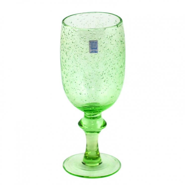 Набір із 6-ти зелених бокалів для шампанського зі скла з декоративними бульбашками Matisse Comtesse Milano - фото